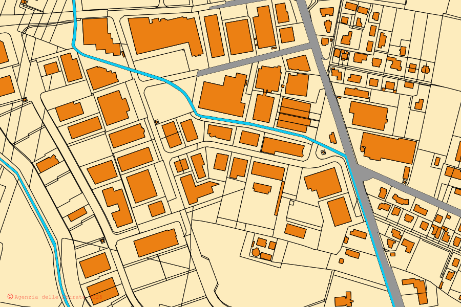 Mappa catastale del centro di Casalserugo: particelle e fabbricati, cartografia Agenzia delle Entrate