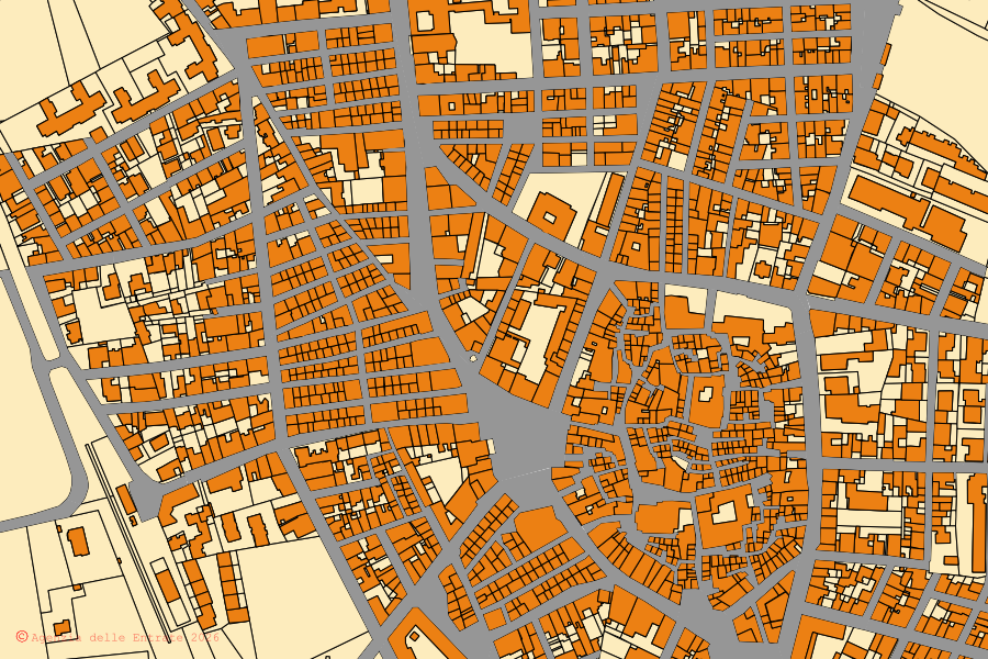 Mappa catastale del centro di Casamassima: particelle e fabbricati, cartografia Agenzia delle Entrate