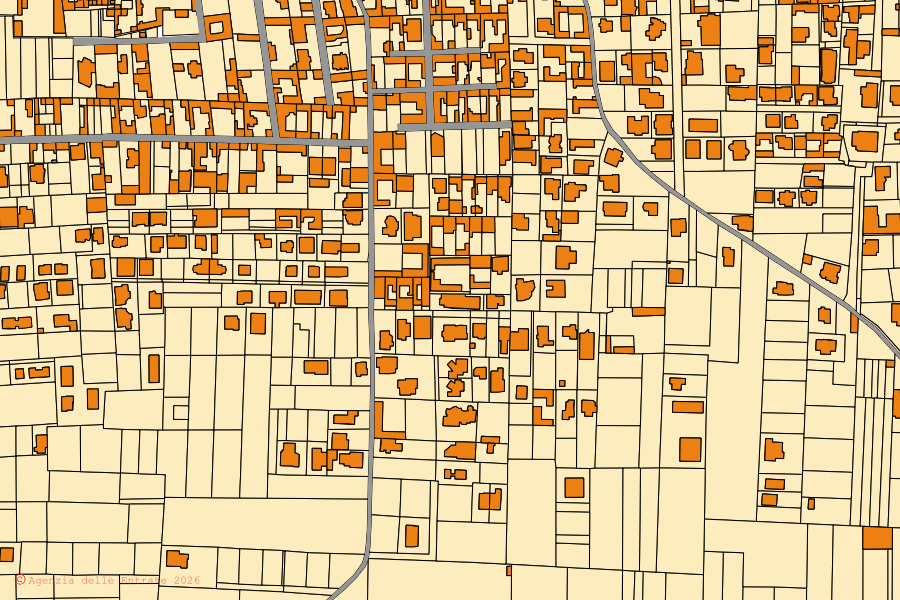 Mappa catastale del centro di Casapesenna: particelle e fabbricati, cartografia Agenzia delle Entrate