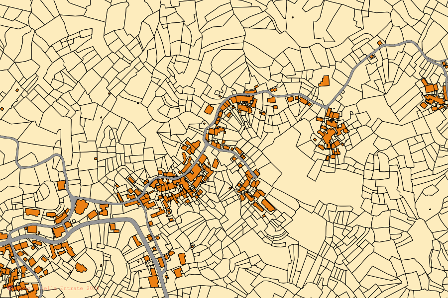 Mappa catastale del centro di Casapinta: particelle e fabbricati, cartografia Agenzia delle Entrate