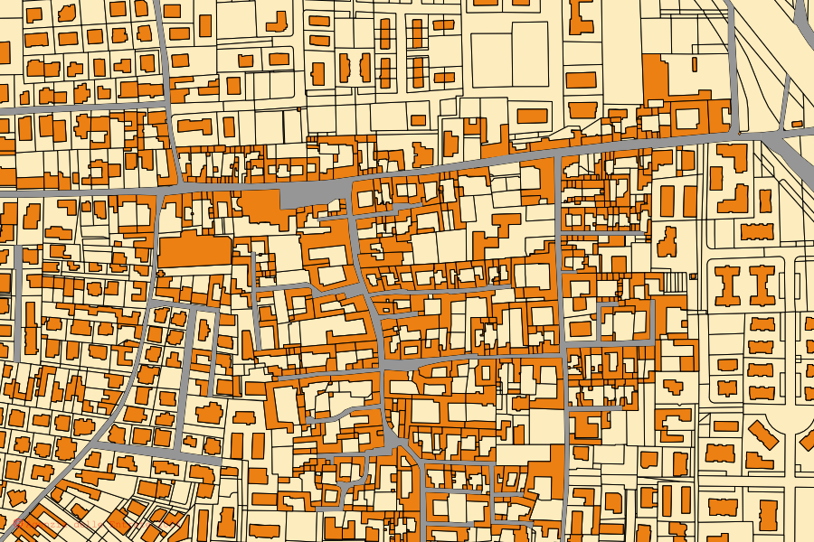 Mappa catastale del centro di Casapulla: particelle e fabbricati, cartografia Agenzia delle Entrate