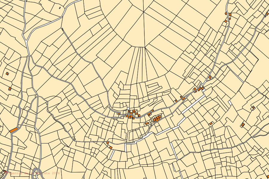 Mappa catastale del centro di Casargo: particelle e fabbricati, cartografia Agenzia delle Entrate