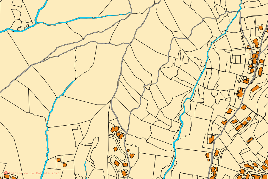 Mappa catastale del centro di Casarza Ligure: particelle e fabbricati, cartografia Agenzia delle Entrate