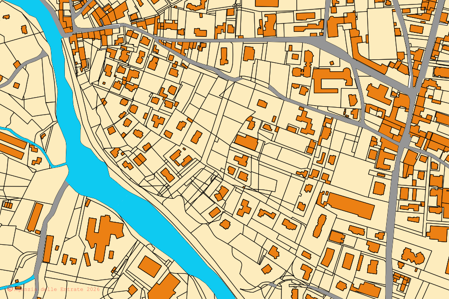 Mappa catastale del centro di Casazza: particelle e fabbricati, cartografia Agenzia delle Entrate