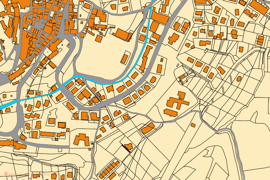 Mappa catastale del centro di Cascia: particelle e fabbricati, cartografia Agenzia delle Entrate