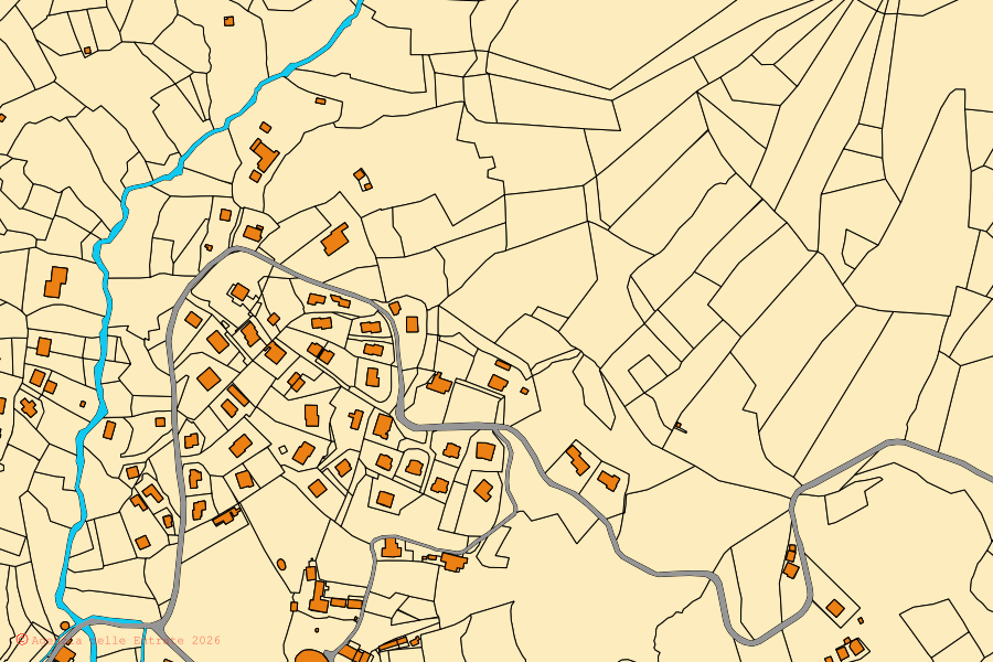 Mappa catastale del centro di Casella: particelle e fabbricati, cartografia Agenzia delle Entrate