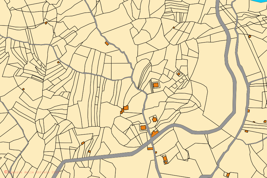 Mappa catastale del centro di Caselle in Pittari: particelle e fabbricati, cartografia Agenzia delle Entrate