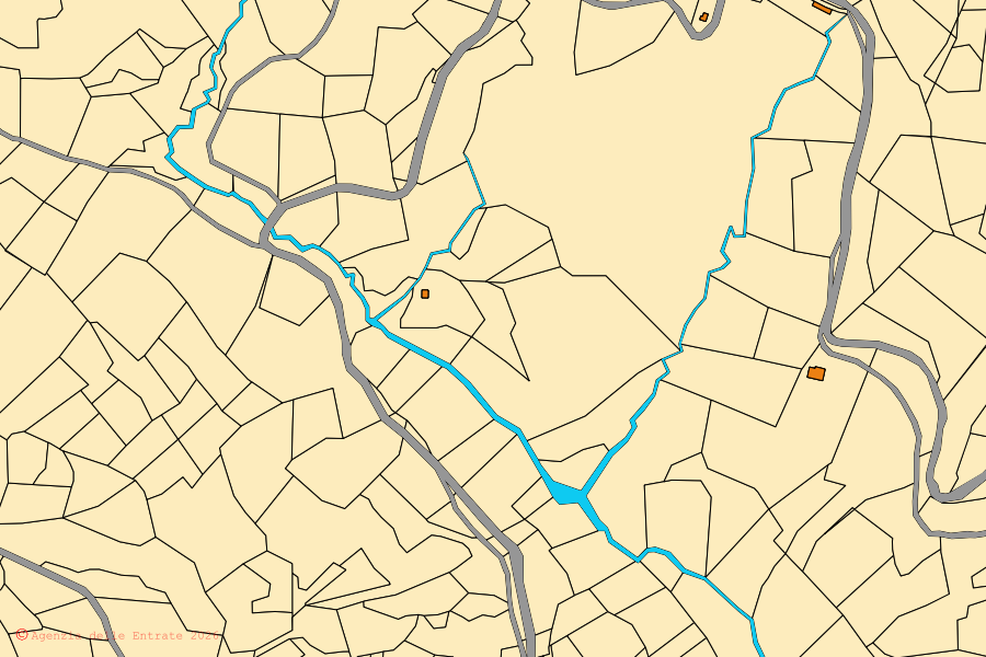 Mappa catastale del centro di Casina: particelle e fabbricati, cartografia Agenzia delle Entrate