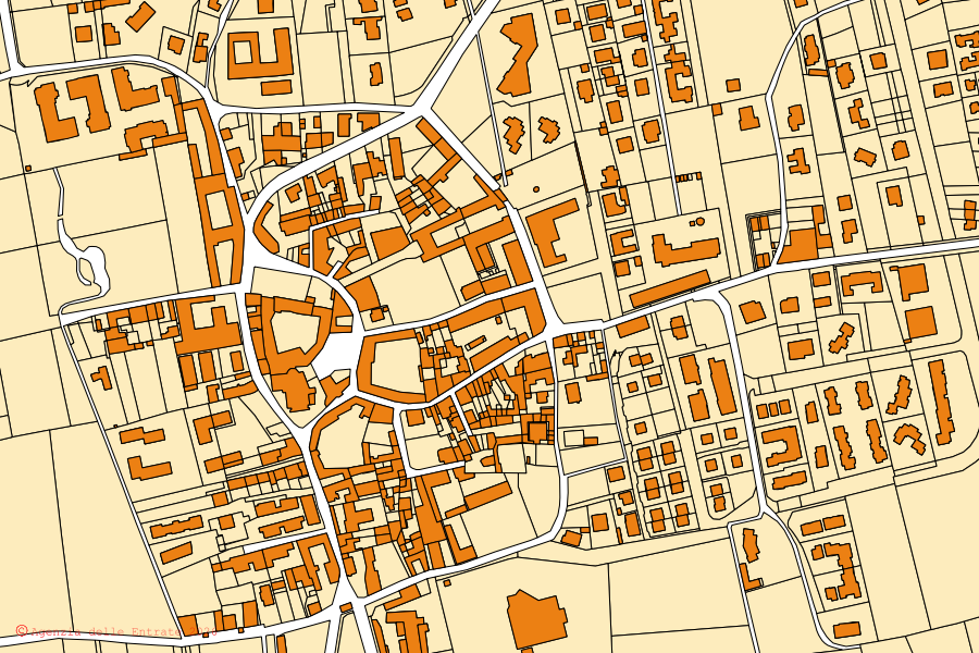 Mappa catastale del centro di Casirate d'Adda: particelle e fabbricati, cartografia Agenzia delle Entrate