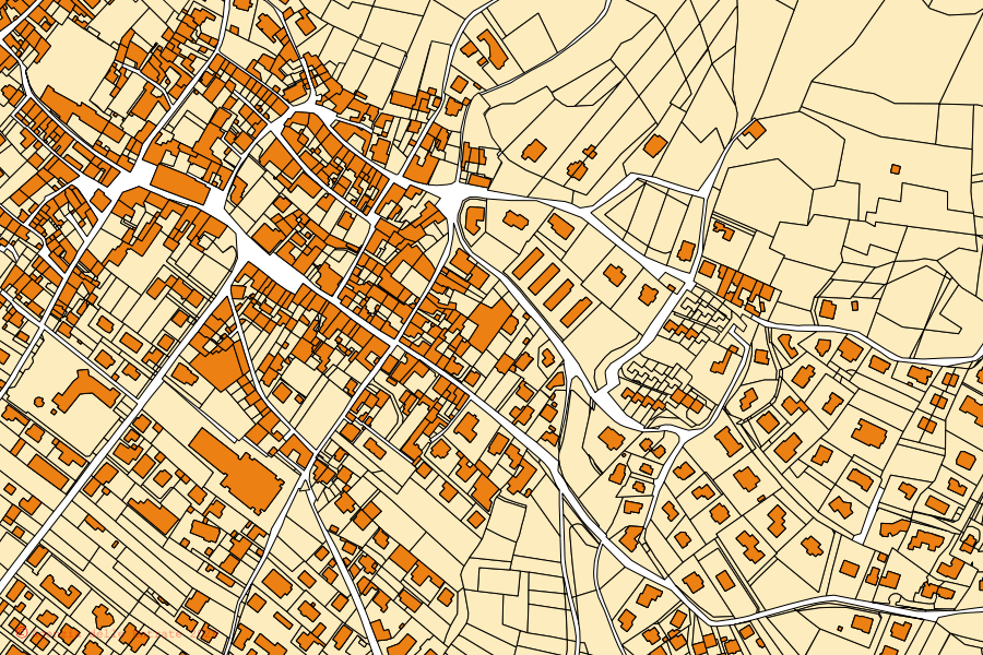 Mappa catastale del centro di Casnigo: particelle e fabbricati, cartografia Agenzia delle Entrate