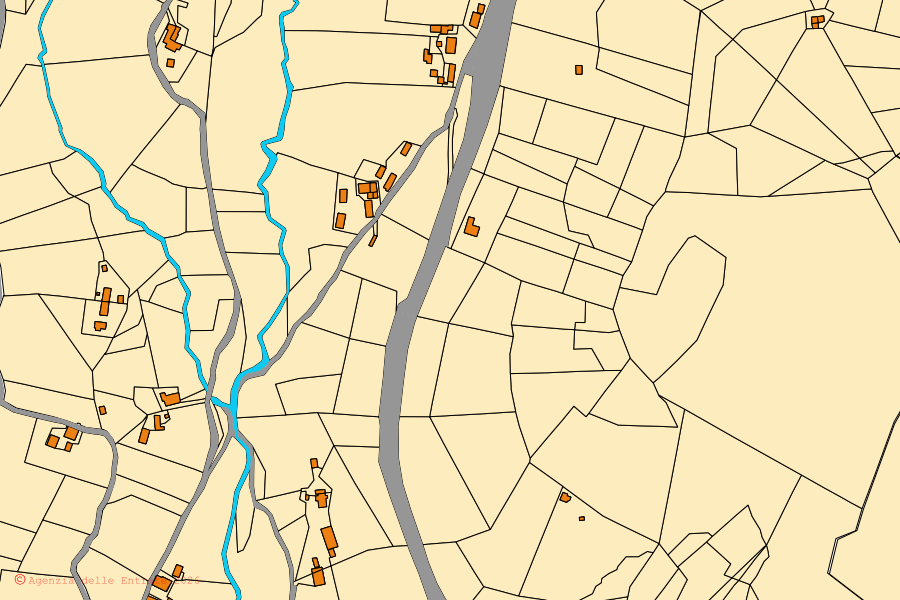 Mappa catastale del centro di Casperia: particelle e fabbricati, cartografia Agenzia delle Entrate