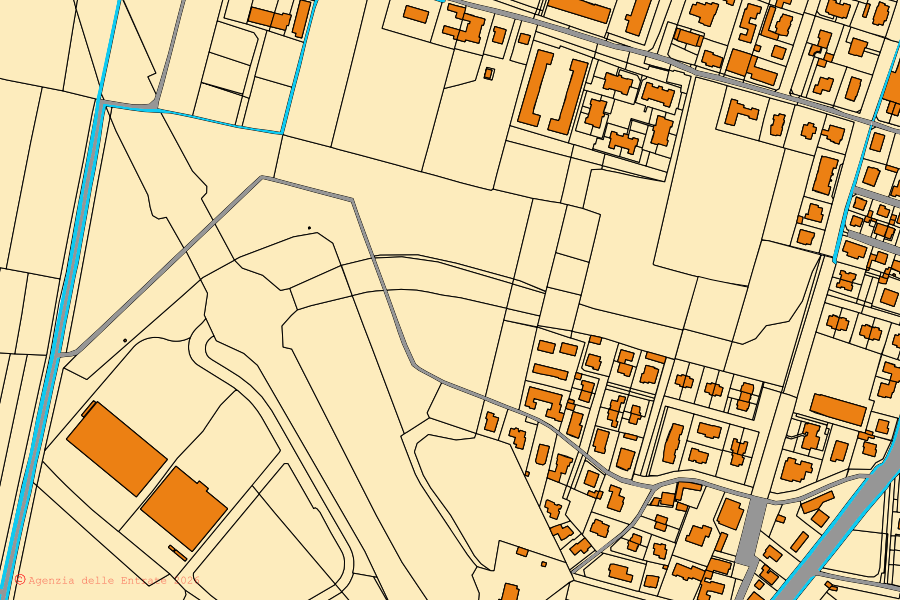 Mappa catastale del centro di Cassano d'Adda: particelle e fabbricati, cartografia Agenzia delle Entrate