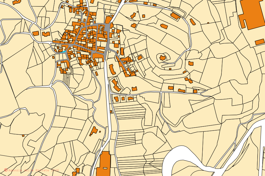 Mappa catastale del centro di Cassano Valcuvia: particelle e fabbricati, cartografia Agenzia delle Entrate
