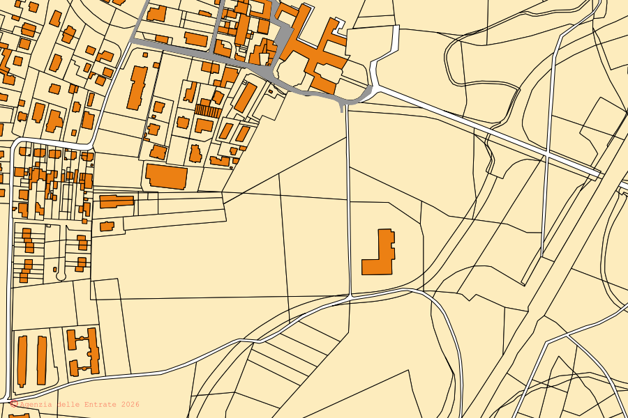 Mappa catastale del centro di Cassina Rizzardi: particelle e fabbricati, cartografia Agenzia delle Entrate
