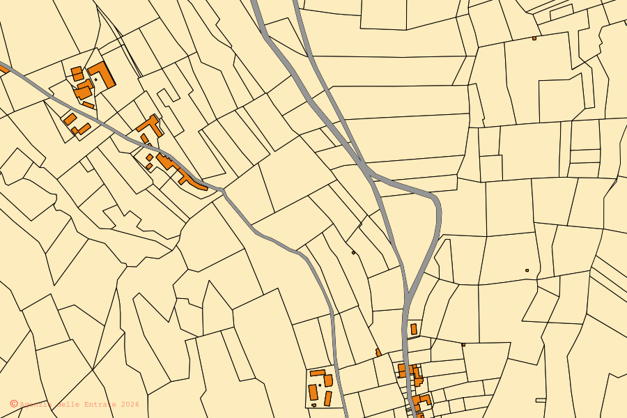 Mappa catastale del centro di Cassinasco: particelle e fabbricati, cartografia Agenzia delle Entrate