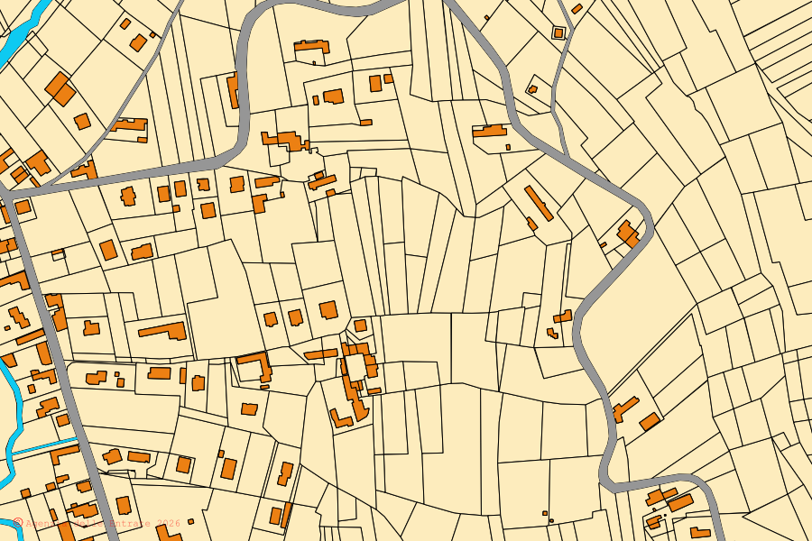 Mappa catastale del centro di Castagnole delle Lanze: particelle e fabbricati, cartografia Agenzia delle Entrate