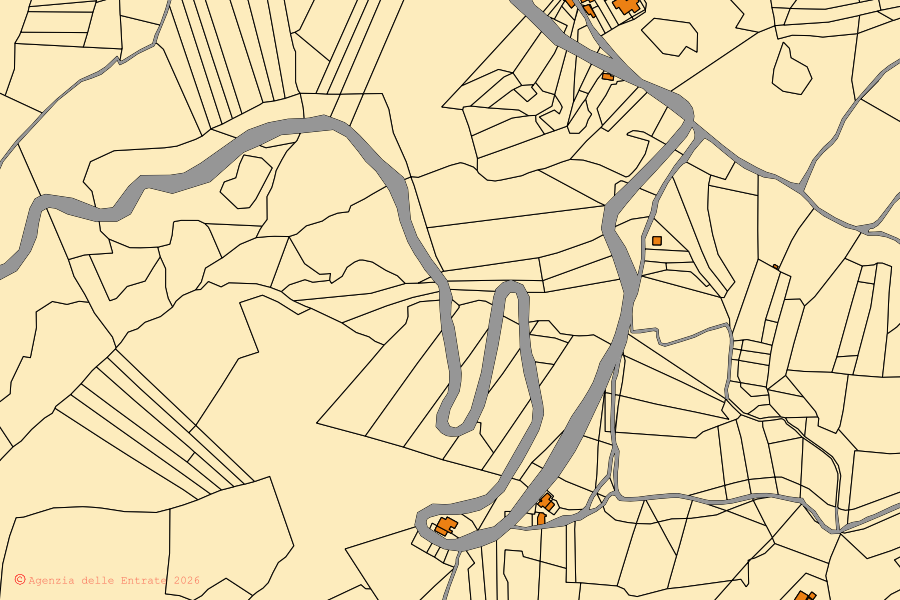 Mappa catastale del centro di Castel Castagna: particelle e fabbricati, cartografia Agenzia delle Entrate
