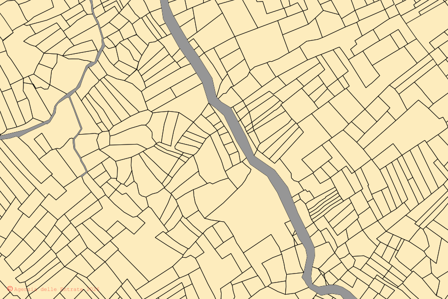 Mappa catastale del centro di Castel di Ieri: particelle e fabbricati, cartografia Agenzia delle Entrate