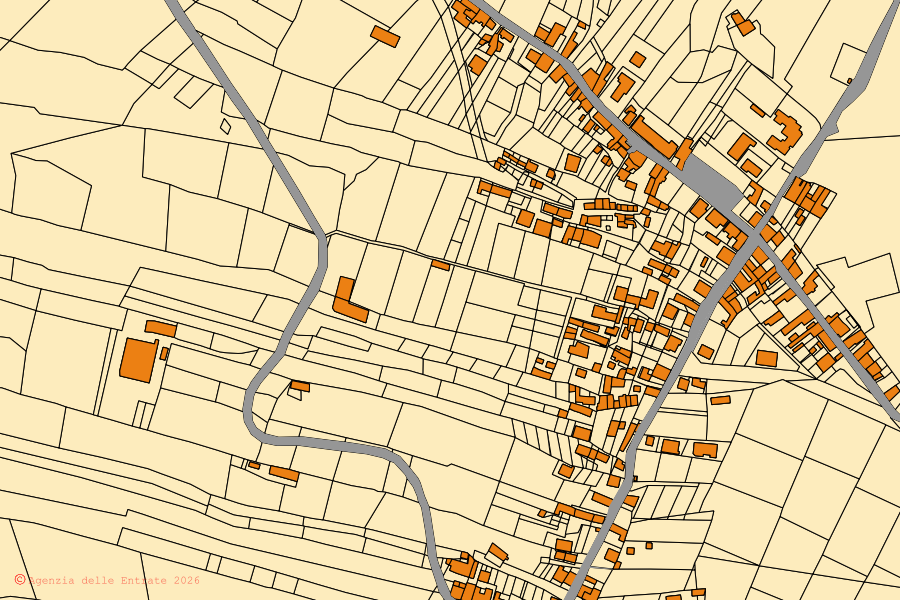 Mappa catastale del centro di Castel di Iudica: particelle e fabbricati, cartografia Agenzia delle Entrate
