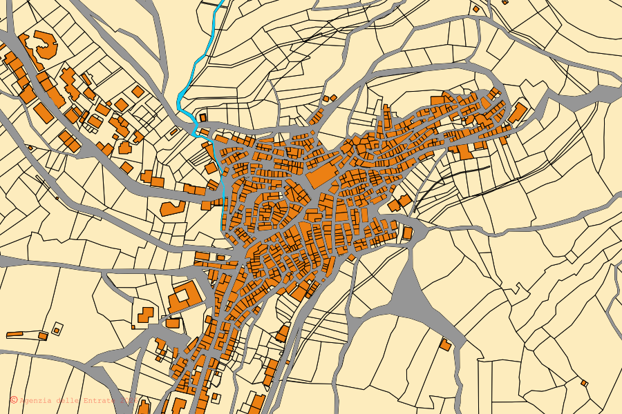 Mappa catastale del centro di Castel di Lucio: particelle e fabbricati, cartografia Agenzia delle Entrate