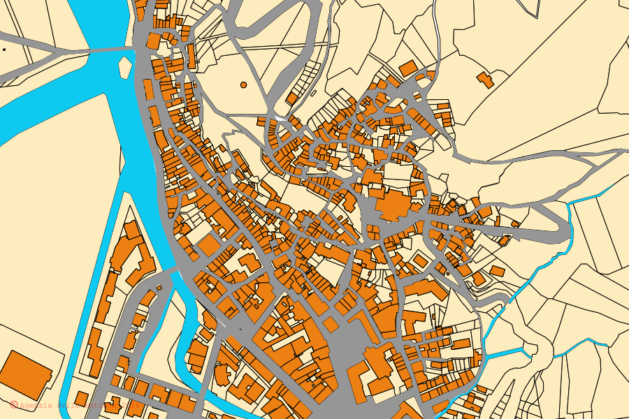 Mappa catastale del centro di Castel di Sangro: particelle e fabbricati, cartografia Agenzia delle Entrate