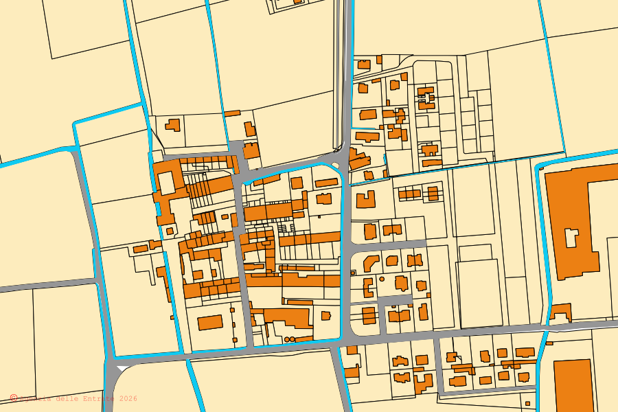 Mappa catastale del centro di Castel Gabbiano: particelle e fabbricati, cartografia Agenzia delle Entrate