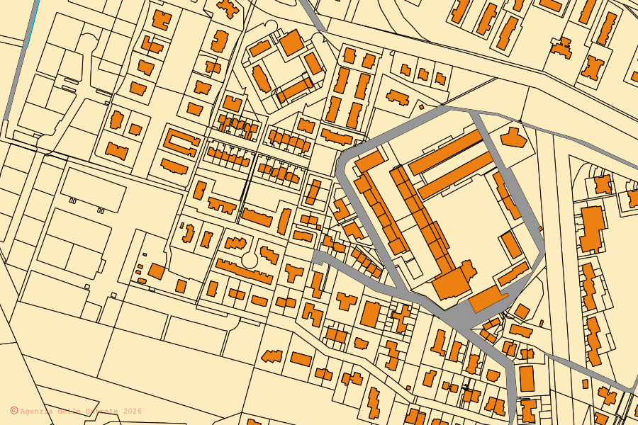 Mappa catastale del centro di Castel San Pietro Terme: particelle e fabbricati, cartografia Agenzia delle Entrate