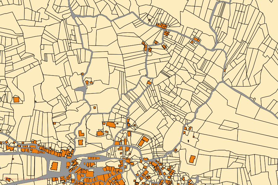 Mappa catastale del centro di Castel San Vincenzo: particelle e fabbricati, cartografia Agenzia delle Entrate