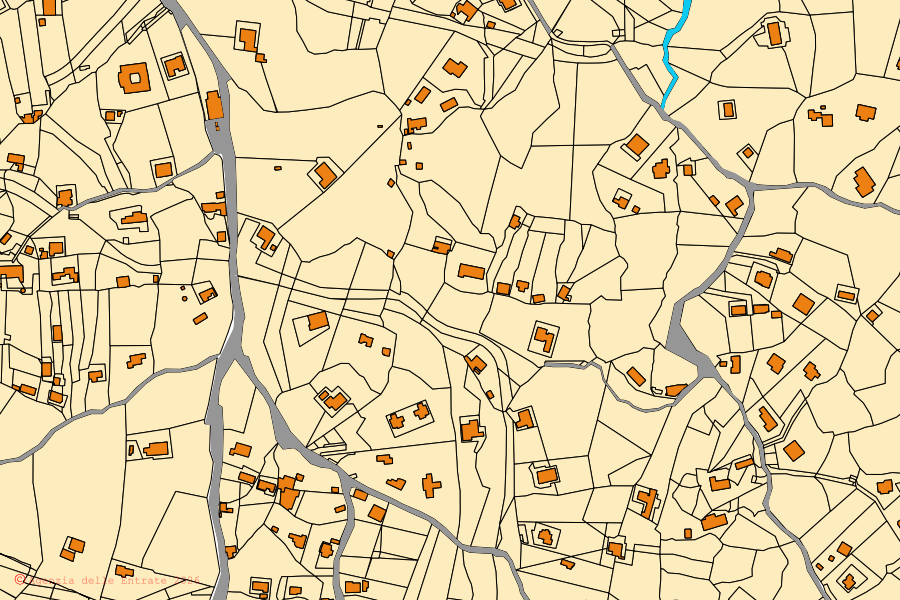 Mappa catastale del centro di Castelbuono: particelle e fabbricati, cartografia Agenzia delle Entrate