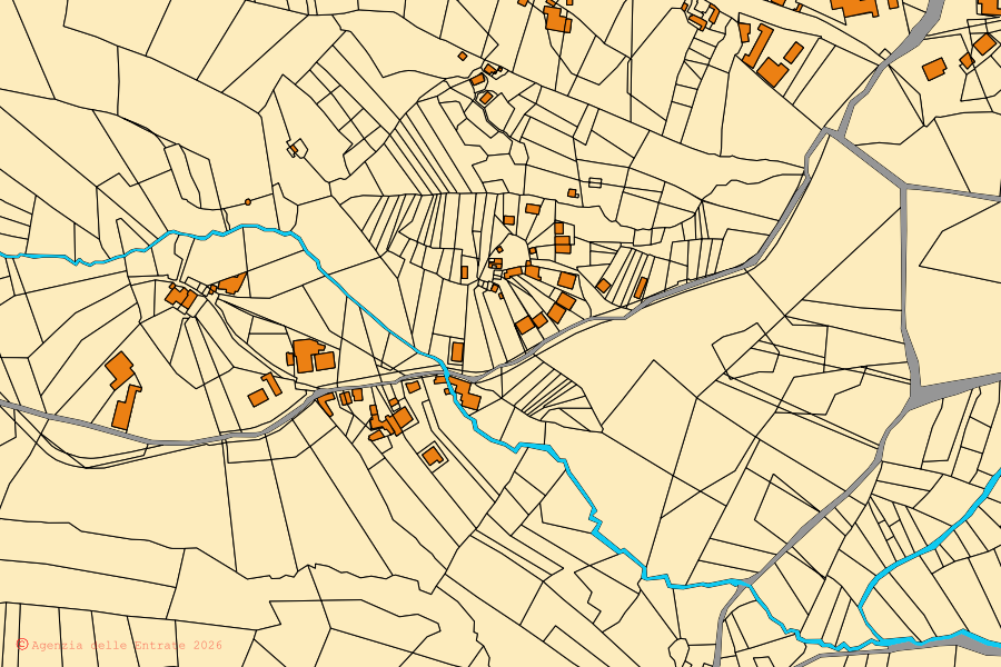 Mappa catastale del centro di Castelcivita: particelle e fabbricati, cartografia Agenzia delle Entrate