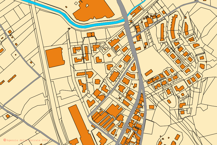 Mappa catastale del centro di Castelfiorentino: particelle e fabbricati, cartografia Agenzia delle Entrate