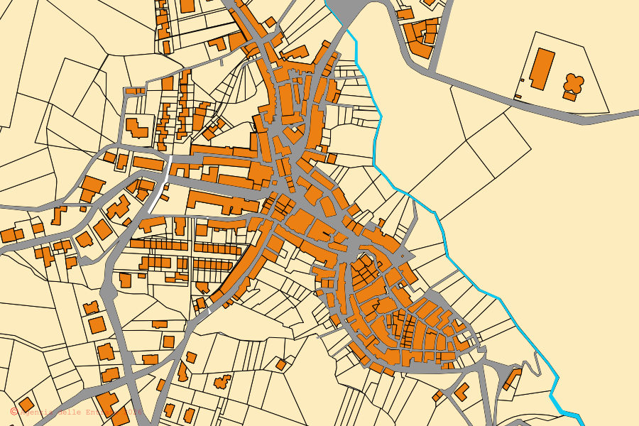 Mappa catastale del centro di Castelfranco in Miscano: particelle e fabbricati, cartografia Agenzia delle Entrate