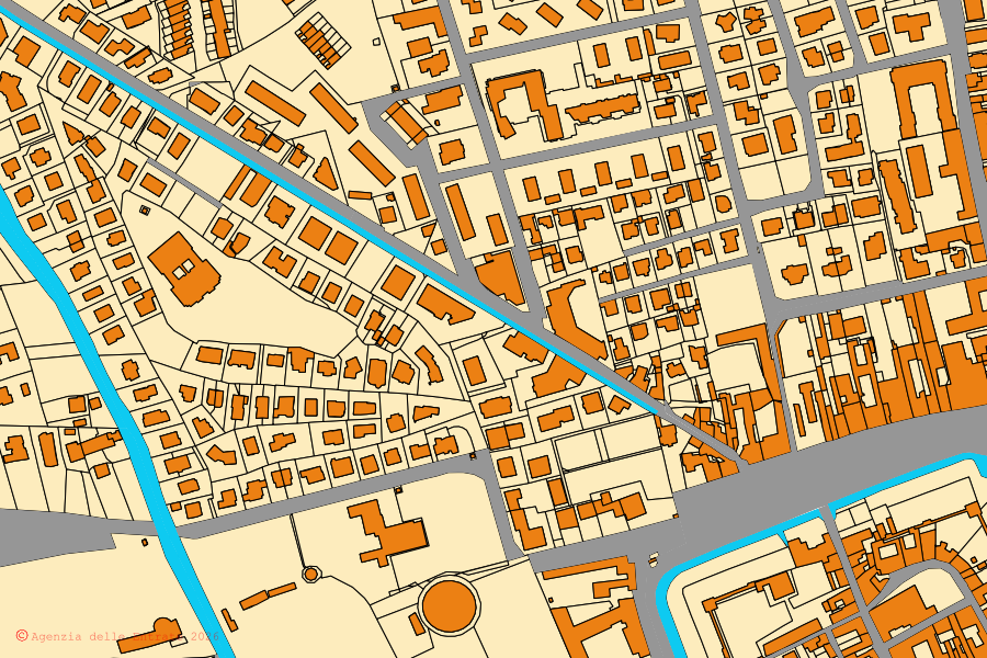 Mappa catastale del centro di Castelfranco Veneto: particelle e fabbricati, cartografia Agenzia delle Entrate