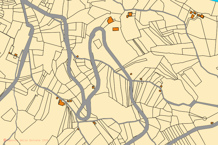 Mappa catastale del centro di Castelgrande: particelle e fabbricati, cartografia Agenzia delle Entrate