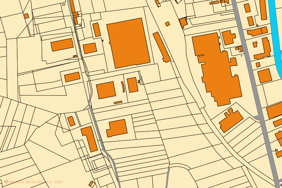 Mappa catastale del centro di Castell'Alfero: particelle e fabbricati, cartografia Agenzia delle Entrate