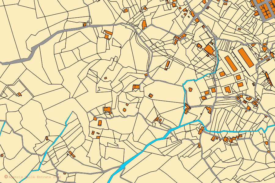 Mappa catastale del centro di Castell'Umberto: particelle e fabbricati, cartografia Agenzia delle Entrate