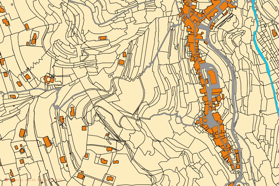 Mappa catastale del centro di Castellaro: particelle e fabbricati, cartografia Agenzia delle Entrate