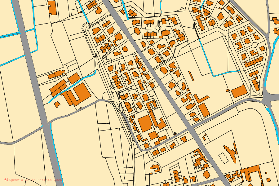 Mappa catastale del centro di Castelleone: particelle e fabbricati, cartografia Agenzia delle Entrate