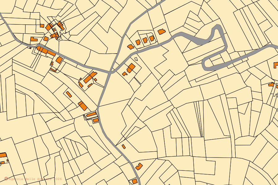 Mappa catastale del centro di Castellero: particelle e fabbricati, cartografia Agenzia delle Entrate
