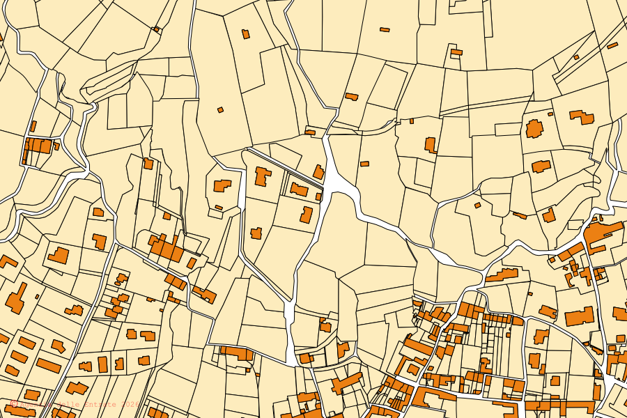 Mappa catastale del centro di Castelli Calepio: particelle e fabbricati, cartografia Agenzia delle Entrate