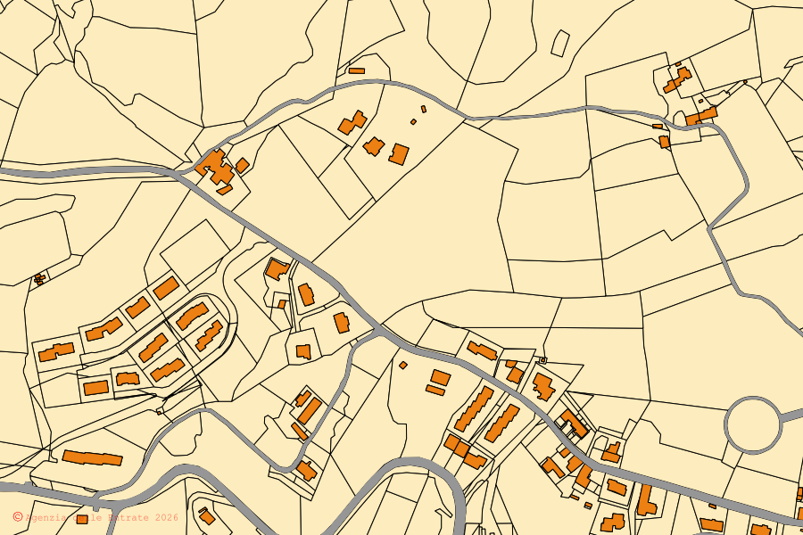 Mappa catastale del centro di Castellina in Chianti: particelle e fabbricati, cartografia Agenzia delle Entrate