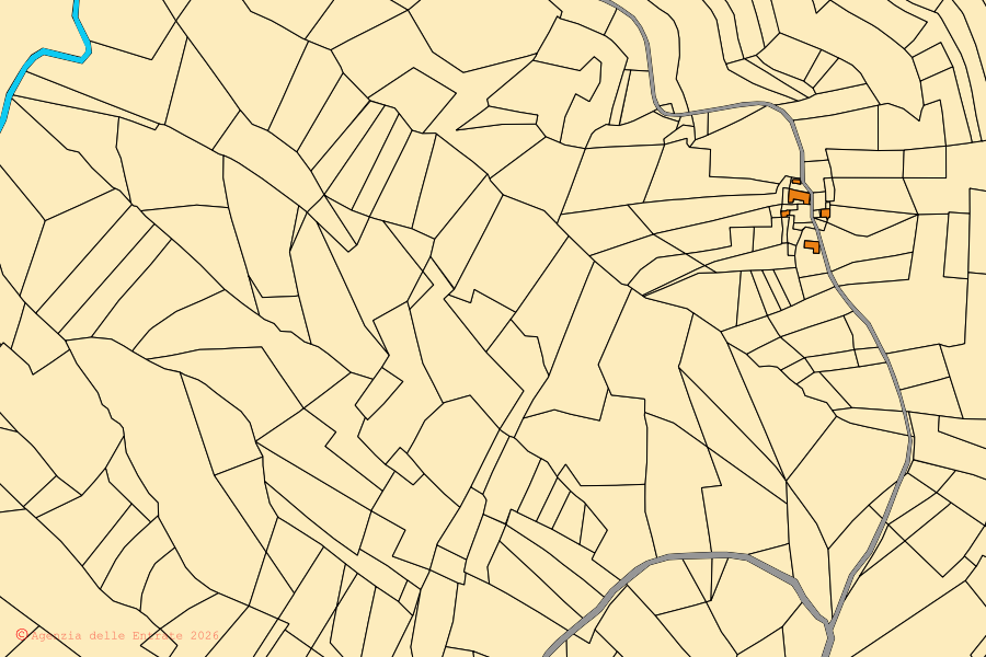 Mappa catastale del centro di Castellino Tanaro: particelle e fabbricati, cartografia Agenzia delle Entrate