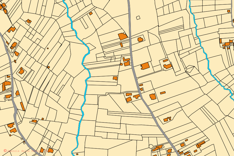 Mappa catastale del centro di Castelliri: particelle e fabbricati, cartografia Agenzia delle Entrate