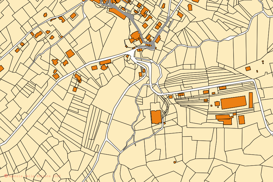 Mappa catastale del centro di Castello Cabiaglio: particelle e fabbricati, cartografia Agenzia delle Entrate
