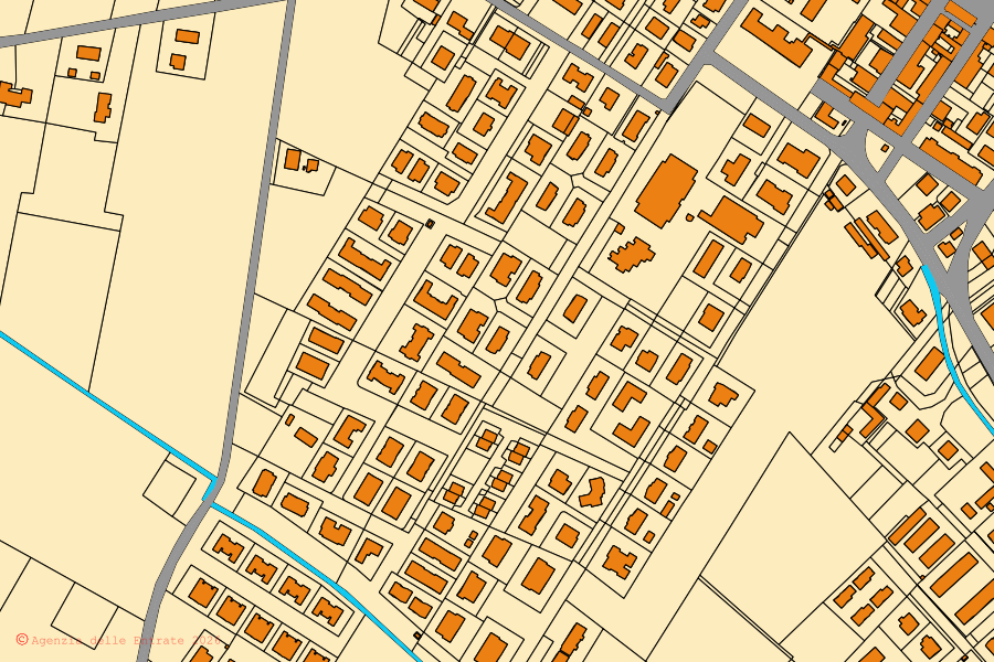 Mappa catastale del centro di Castello d'Argile: particelle e fabbricati, cartografia Agenzia delle Entrate