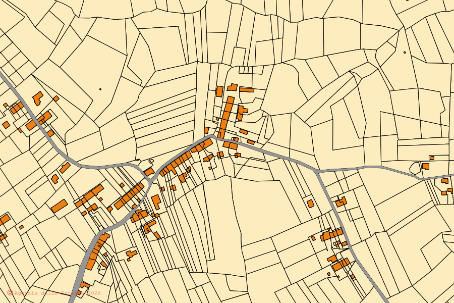 Mappa catastale del centro di Castello di Annone: particelle e fabbricati, cartografia Agenzia delle Entrate