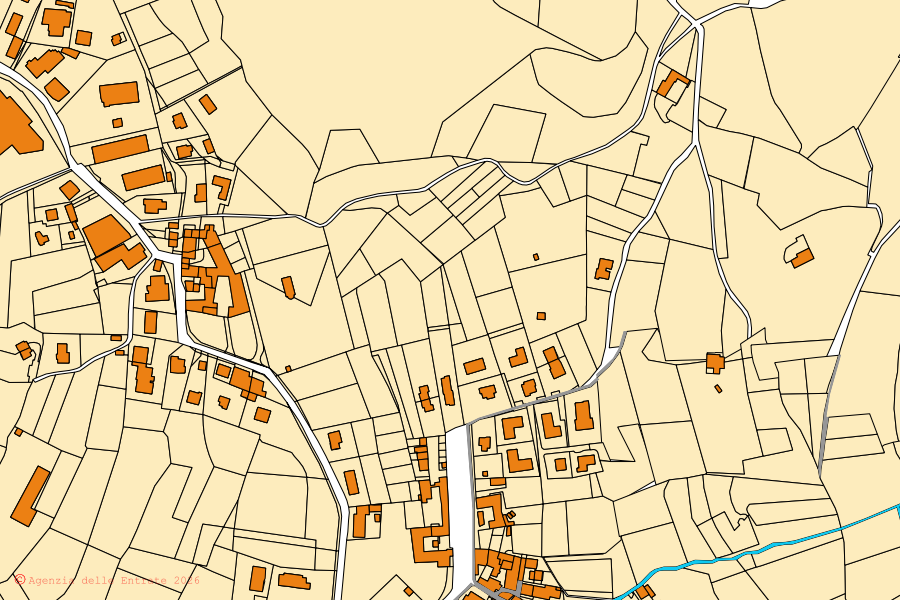 Mappa catastale del centro di Castello di Brianza: particelle e fabbricati, cartografia Agenzia delle Entrate