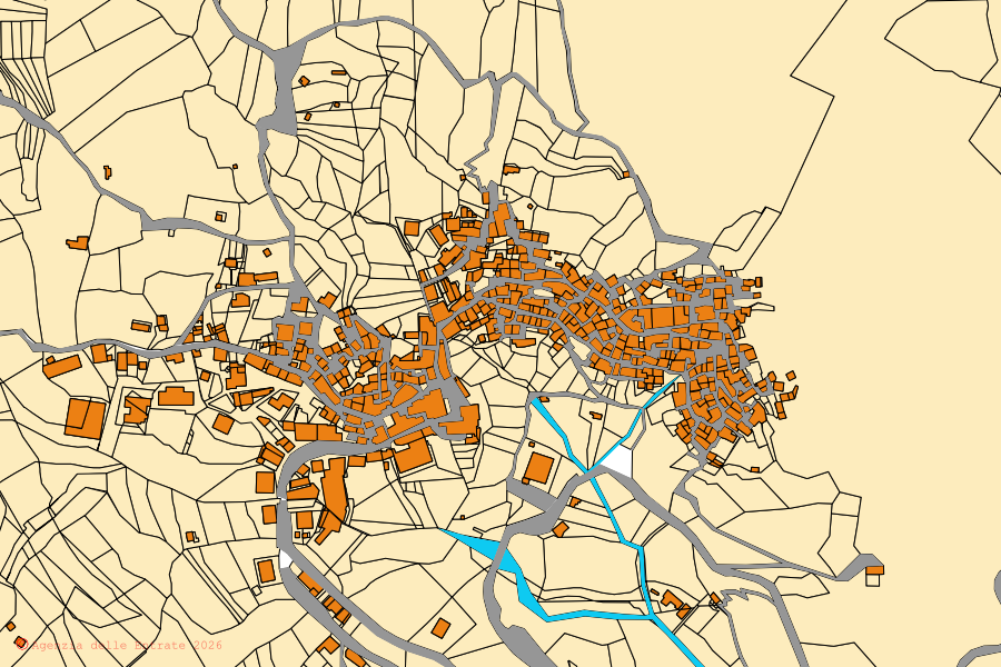 Mappa catastale del centro di Castelmezzano: particelle e fabbricati, cartografia Agenzia delle Entrate