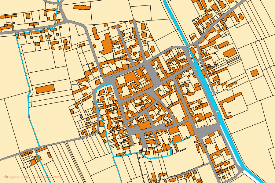 Mappa catastale del centro di Castelnovetto: particelle e fabbricati, cartografia Agenzia delle Entrate
