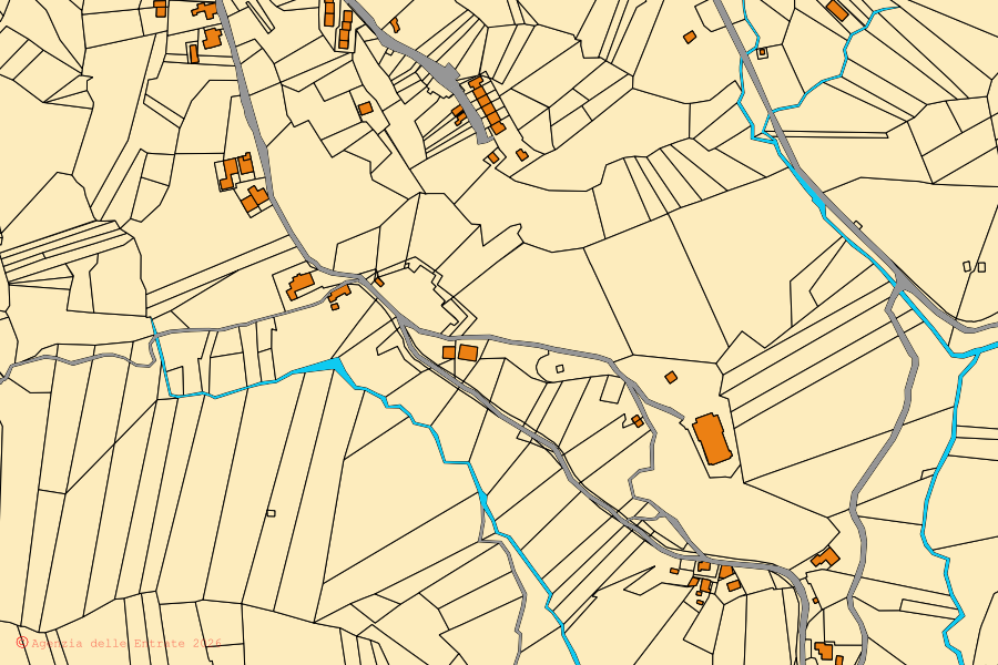Mappa catastale del centro di Castelnovo del Friuli: particelle e fabbricati, cartografia Agenzia delle Entrate